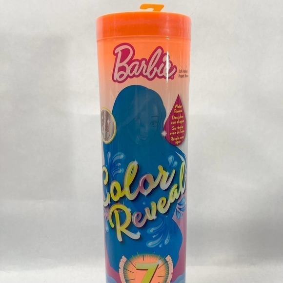 BARBIE Color Reveal Metallic Sunny N' Cool Series Doll 7 Surprises Orange Tube - Picture 4 of 15